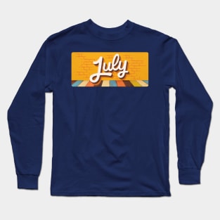 July Month Retro Text Long Sleeve T-Shirt